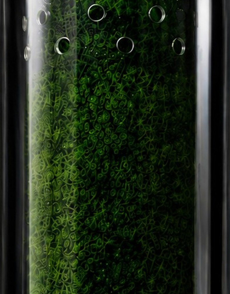 Cultured moss inside the Moss Pro cylinder